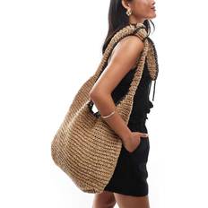 Raffia Totes & Shopping Bags New Look Stripe Slouch Raffia Tote Bag - Stone