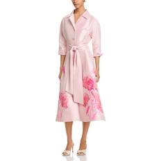 Teri Jon Mikado Floral Print Shirt Dress -