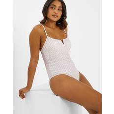 Gold Swimwear Accessorize Zig-Zag V-Front Swimsuit - Cream
