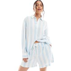 Randiga Shorts Vero Moda Randiga Shorts I Linnemix Del Av Set - Ljusblå