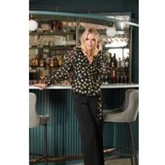 Gold Blouses South Beach Metallic Long Sleeve Wrap Over Blouse - Gold