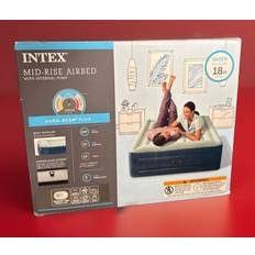 Intex Camping & Outdoor Intex Air Mattress Off-White/Blue Queen Elevated 18 Rest Internal Pump