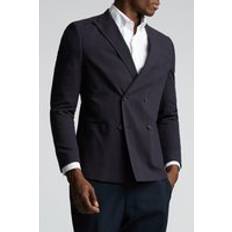 Blazers Limehaus Seersucker Peak Double Breasted Blazer - Navy
