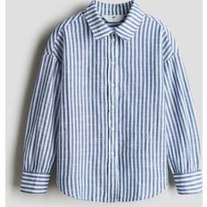 Flickor Skjortor Barnkläder H&M Bomullsskjorta - Blå/Vitrandig