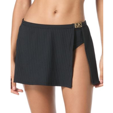 Michael Kors Women's Ribbed Side-Slit Swim Skirt - Black