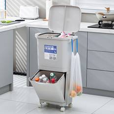 Cleaning Equipment & Cleaning Agents Temu Efficient 38l Double Layer Kitchen Waste Bin With Dry And Wet