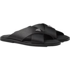 Prada Slides Prada Saffiano Leather Crisscross Slides
