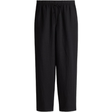 H&M Linen Blend Drawstring Trousers - Black