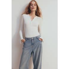 H&M Trumpet-Sleeved Pointelle Body - White