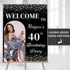Decals & Wall Decorations Shein Customized 40th Birthday Welcome Sign With Photo