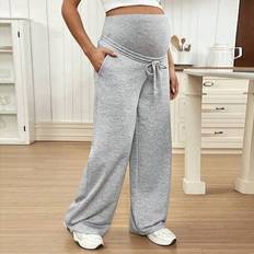 XXS Maternity & Nursing Wear Shein Maternity Adjustable Waist Tie Front Pockets Long Pants