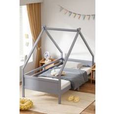 Living and Home Grey Core Board Cabin Pine Bed 197 x 97 x 153 cm