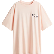 H&M Oversized Motif Detail T-shirt - Light Peach Pink/Sicily