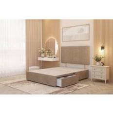 Beige Continental Beds Somnior Austin Divan Base with 2 Storage Drawers and Headboard Velvet Super King Continental Bed