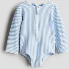 74/80 Baddräkter Barnkläder H&M Långärmad Baddräkt - Ljusblå/Randig