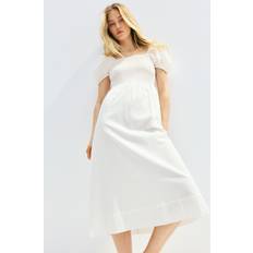 H&M Puff-Sleeved Cotton Dress - White