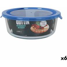 Blue Food Containers Quttin Hermetic Blue Transparent Lunch Box 1.3L Set of 6 Food Container