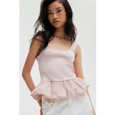 H&M Dam Rosa Linne Med Puffig Nederkant - Dimrosa