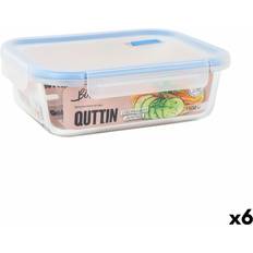 Transparent Food Containers Quttin Hermetic Boho Transparent Rectangular Lunch Box Set of 6 Food Container 1.5L