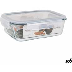 Santa Clara Hermetic Transparent Rectangular Lunch Box 1.5 L Set of 6 Food Container