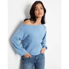 Threadbare Womens Slash Neck Knitted Jumper - Blue