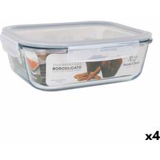 Santa Clara Hermetic Transparent Rectangular Lunch Box Set 2.4L 4 Units Food Container