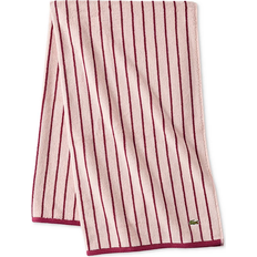 Lacoste Centre Mark Cotton Jacquard Stripe Bath Towel Pink (132.1x76.2cm)