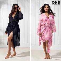 OHS Beach Robe Womens Dressing Gown - Black