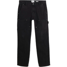 Men - Solid Colours Jeans River Island Straight Leg Carpenter Jeans - Black