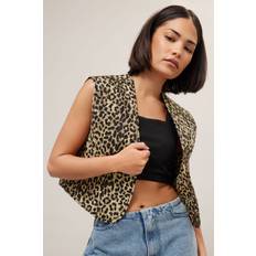 Leopard Outerwear PixieGirl Womens Petite Leopard Print Quilted Waistcoat - Beige/Brown
