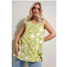 Green Tank Tops Yours Curve Bandana Print Cotton Vest Top - Green