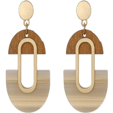 Shein 1 Pair Fashionable Elegant Wooden Resin Earrings, Suitable For Women's Daily Wear