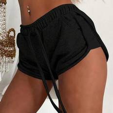 Shein Women's Solid Color Drawstring Waist Pockets Casual Versatile Shorts