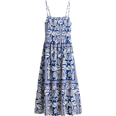 Recycled Materials Dresses H&M Smocked Strappy Dress - Blue/White Patterned
