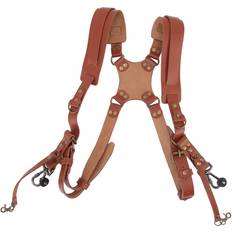 Andoer Dual Shoulder Leather Harness Comfortable Camera Strap Accessories for 2 Cameras Brown