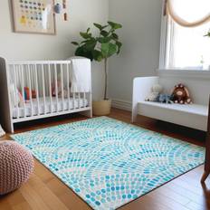 Addison Rugs Mayfield 5 x 7 ft Loomed Polyester Aqua Rectangular Indoor Geometric Machine Washable Area Rug Blue