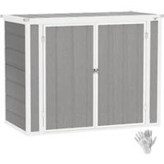 Grey Sheds OutSunny 4.7 x 2.5FT Lockable Garden Shed Double Bin Storage Shed Grey (Building Area )