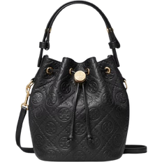Tory Burch T Monogram Pebbled Mini Bucket Bag - Black