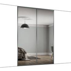 Sliding Doors Spacepro Classic Mirrored Graphite 2 Wardrobe Door Kit 2260mm 1185mm Sliding Door (x)