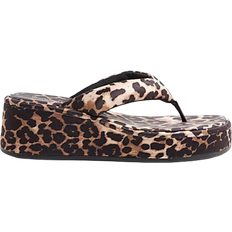 River Island Toe Thong Leopard Print Sandals - Brown