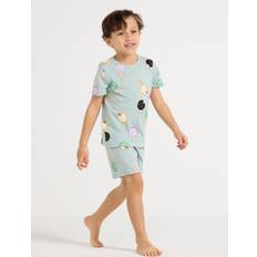 Lindex Sovplagg Lindex Pyjama Tee Shorts Set Aop Summ - Grön