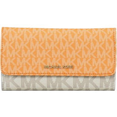 Michael Kors Jet Set Large Signature Logo Tri Fold Wallet - Pop Orange Multi