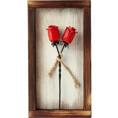 NOVECRAFTO Red Roses With Creame Background Mountable Wooden with Forged Iron Roses Photo Frame
