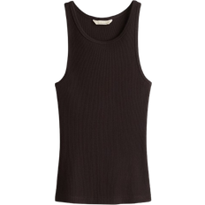 H&M Ribbed Silk Blend Tank Top - Dark Brown
