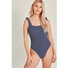Blue Swimsuits Accessorize Tie Strap Stripe Swimsuit - Blue