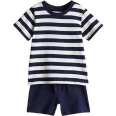 H&M Baby 2-delat Set I Bomullstrikå - Marinblå/Vitrandig