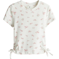 H&M Top I Jersey Med Snøre - Hvid