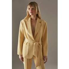 Yellow Blazers Warehouse Womens Tailored Tie Waist Blazer - Yellow