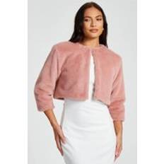 M Capes & Ponchos Quiz Faux Fur Cropped Cape - Pink