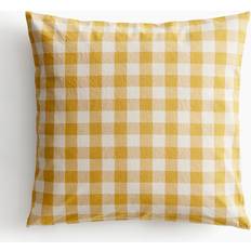 H&M Gingham Checked Cotton 50x50 Cushion Cover Yellow, White (50x50cm)